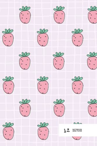 Notebook: Cute Korean Aesthetic Graph Paper Notebook | Pastel Pink Kawaii Strawberry | Grid Paper Journal | Gift Notebooks for Girls, Women, College, School