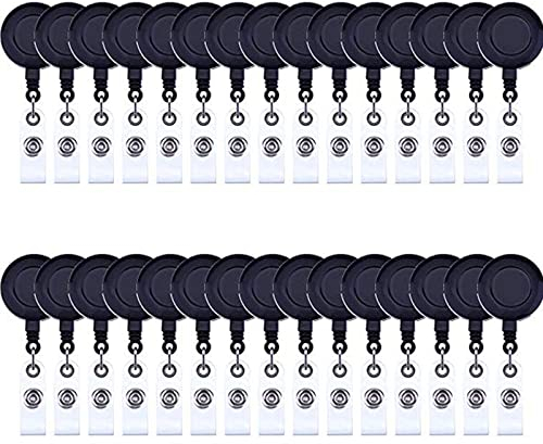 30 Stück Zugband Schlüsselanhänger Ausweishalte mit clip Schlüsselband Ausziehbar Schwarz Schlüssel JoJo mit extra starker Feder und reißfester Schnur