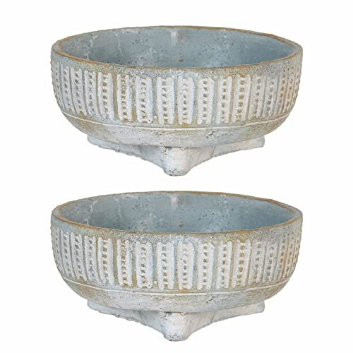LOLAhome Set de 2 maceteros Jardinera de Cemento Grises de Ø 20x9 cm