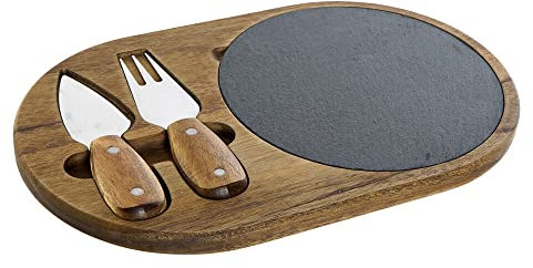 DKD Home Decor Schneidebrett Edelstahl Acacia Tafel (32 x 20 x 1,5 cm) (4 x 15 x 1,5 cm) (3 Stück) (Referenz: S3025672)