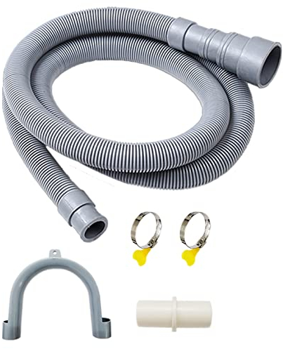 Tubo di scarico della lavatrice flessibile Kit di prolunga per tubo di scarico della lavastoviglie Corrugato Tubo di scarico con 1 adattatore di estensione(2 metri)
