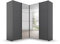 Rauch Möbel Quadra Schrank Eckschrank Schwebetürenschrank, Grau metallic, Schwarz, 4-trg. mit Spiegel, inkl. 2 Kleiderstangen, 12 Einlegeböden, BxHxT 181x210x187 cm
