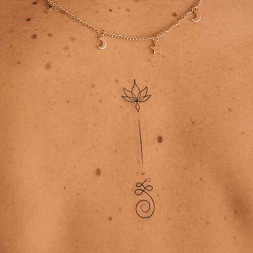 Inkster Tattoo - Großer Lotus | vegane & wasserfeste Temporäre Tattoos für Erwachsene - EU-Kosmetikzertifizierte Farbe - revolutionäres 2 Wochen Tattoo | Premium Klebetattoos & Fake Tattoo