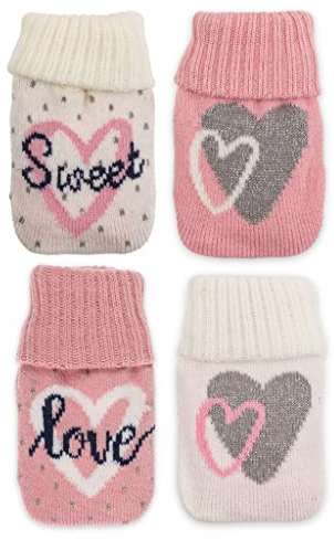 Handwärmer Taschenwärmer Sets Fingerwärmer, gegen kalte Hände im Winter (4er Set Sweet Love mit Strickhülle)