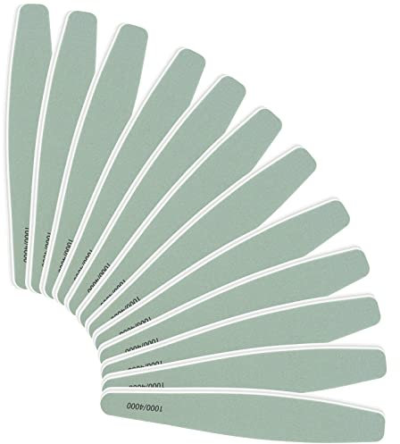 CGBE 12Pcs Professional Nail Buffer, Double-Sided 1000/4000 Grit Nail File Nail Smoother Shiner Buffer for Natural Nail, Washable Fingernail Buffer Manicure Tools for Home and Salon Use