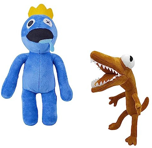 2PCs Rainbow Friends Peluche. Amici Arcobaleno Peluche. Bambola Morbida Rainbow Friends da Regalare a Ragazzi e Ragazze. Blue e Brown.