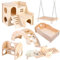 Juguetes Hamster Madera, Juguetes para Masticar Hámster, 6 Piezas Juguetes para Hámster Columpio, Balancín, Casa, Accesorios De Juguete para Los Conejos, La Chinchilla, Hámsters, Cobayas