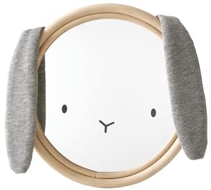 VERTBAUDET Spiegel Kaninchen Stoff und Rattan Grau meliert TU