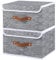 OUTBROS Storage Organizer with Lids, Cube Cabinet Boxes with Artificial Leather Handles, Fabric Foldable Bins, 33 X 23 X 20 cm, Stripe, 2-Pack
