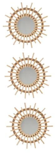 PRETYZOOM 3 STK Schminkspiegel Rattan runder Spiegel Blumenspiegel Holz Vanity Mirror Makeup Mirror Beleuchteter Spiegel zum Schminken Boho-Dekor Korbflechter-Handwerksspiegel Weide