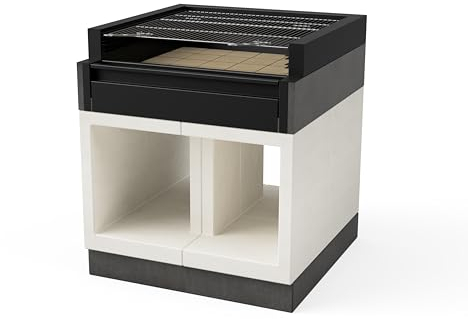 TUOZI - Einbaugrill für Holz und Holzkohle Modell KITAWAY GRILL La Valenciana (Grau/Weiß - 100 x 100 x 113,5 cm) REF: T01097 - Für den Außenbereich