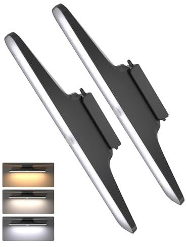 EZVALO Unterbauleuchte Küche LED 4500mAh, Verstellbar Schranklicht mit Bewegungsmelder, 3 Farbtemperaturen & Dimmbar & Aufladbar Schrankbeleuchtung Kabellos für Kleiderschrank Küche Wand(2 Stück)