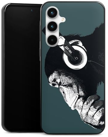 DeinDesign Slim Case extra dünn kompatibel mit Samsung Galaxy A35 5G Silikon Handyhülle schwarz Hülle AFFE Kopfhörer Musik