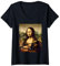 Femme Renaissance Mona Lisa avec verre à vin inspiré de Leonardo T-Shirt avec Col en V