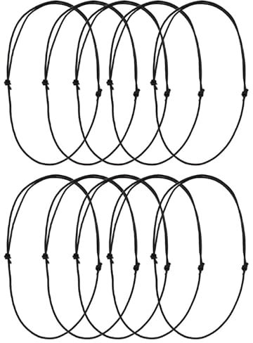 Lot de 10 cordons en cuir noirs avec nœuds coulissants pour fabrication de bijoux
