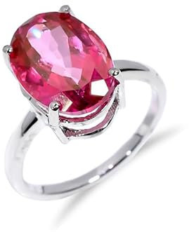 Bague avec pierre naturelle en argent sterling 925 pour homme et femme, bague en topaze rose, alliance, bague de fiançailles, R-022-24-P