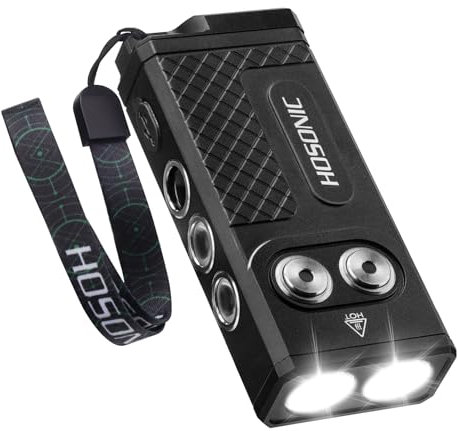 HOSONIC D16 2060 Lumen Taschenlampe Extrem Hell, Starke Multifunktionale LED-Taschenlampe Aufladbar mit UV-Licht Magnet, IP67 Wasserdichte Mini-Taschenlampe für Outdoor Wandern