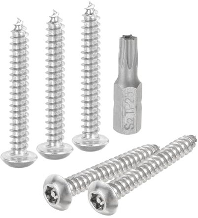 QUARKZMAN M5 x 40mm Vis à Tôle de Sécurité à Tête Cylindrique Torx, 30 Pièces Vis Autotaraudeuses en Acier Inoxydable 304 Résistantes au Vandalisme Antivol avec Embout T25 (Argent)