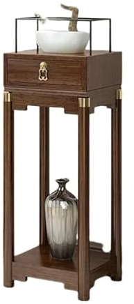 FUHAI-666 Blumenständer Antike Pflanzenregale mit Schublade Wohnzimmer Bodenständer for Blumen Home High-End-Ornament Balkon Blumentopf Regal Pflanzenregale(M)