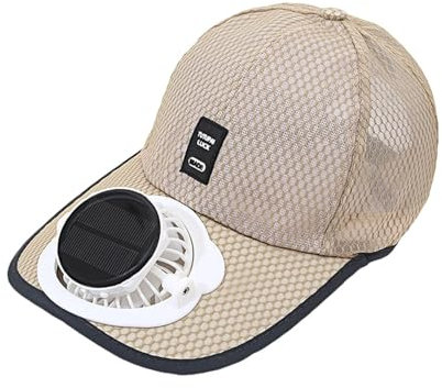 Baoblaze Sun Visor Hats with Fan Summer Sun Hat Solar or USB Charging Fan Visor Hat, Beige