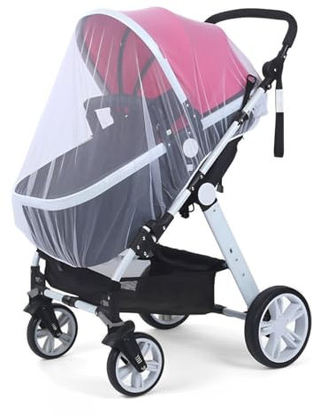 AOEVUIR 1 Pcs Zanzariera Universale Passeggino Zanzariera Carrozzina Universale Zanzariera per Culla Rimedio Antizanzare Neonato Robusta Lavabile Bianca
