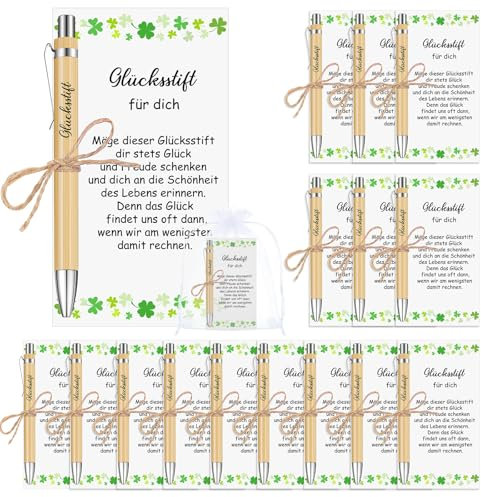 Tenare 15 Sets Glücksstift Team Dankeschön Geschenke mit Karte Holz Kugelschreiber mit Spruch Geburtstag Gastgeschenke Kuli Glücksbringer Prüfung Bestehen Abschied für Lehrer Mitarbeiter Kollegen(15)