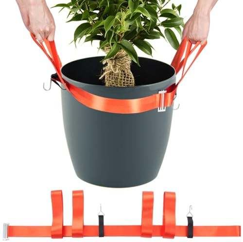 Chewtoyo Straps for Moving Planter Flowerpot, Belt Lifting Garden Pots Plant, Rock Landscape with Edge Hooks Pot Plant Mover, Straps Non-Slip