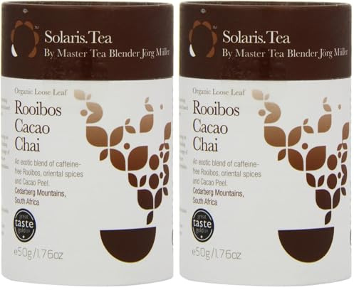 Solaris Tea Organic Loose Whole Leaf Rooibos Cacao Chai 50 g (Pack of 2)