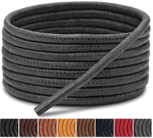 Handshop 3 paia Lacci per Scarpe Eleganti Cerati- per Scarpe Stringate Oxford/Derby/Brogue, Chukka/Desert/Ankle Boot Stringhe Scarpe (Grigio Scuro, 130 cm)