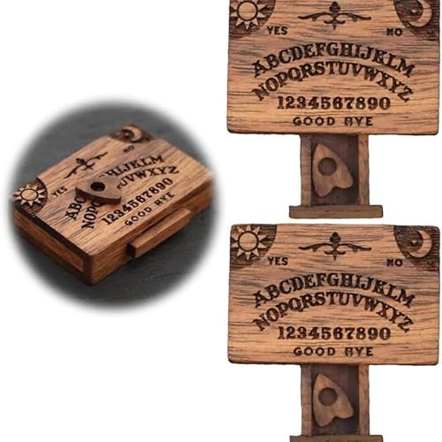 Planche à esprit miniature avec tiroir, planches Ouija en bois miniatures avec planchettes, planches Ouijabois miniatures, mini plancheOuijapourdécorationintérieure, décorationsd'Halloween (2 pièces)