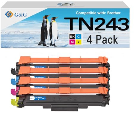 G&G TN-243CMYK Toner kompatibel mit Brother TN-243CMYK TN243 TN247 für Brother MFC-L3750CDW MFC-L3770CDW DCP-L3550CDW HL-L3210CW HL-L3230CDW (5er Pack)
