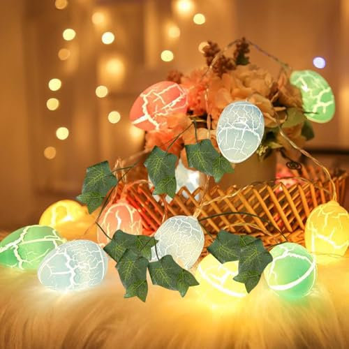 Ostereier Lichterkette mit 10 LED Eier Osterlichterkette,1.5m LED Ostereier Beleuchtet Außen von Batterie Osterdeko Beleuchtet Tischdeko Ostern Deko Modern Lichterketten Osterdekoration Innen