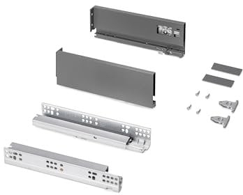 Emuca - Kit cajón para cocina o baño, altura 93mm, profundidad 270mm, 30 Kg, cierre suave, tableros no incluidos, Acero, Gris antracita