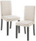 [en.casa] Set de 2 Chaises Rembourrées de Salle à Manger Siège Confortable Résistant Design Moderne pour Cuisine Salon Bureau Pieds en Bois Massif Revêtement Polyester Beige Noir 89 x 43 x 54 cm