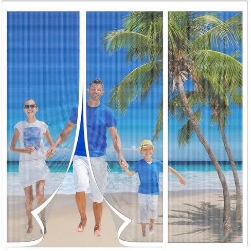 Magnetic Mosquito Door Screen 250x260cm Easy Install Mesh Curtain Fly and ct Netting for External Doors White Effective Bug Barrier Home Protection.