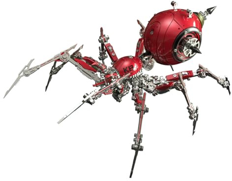 Palapozzy 3D Metal War Spider Modellbausätze für Erwachsene, Steampunk 3D DIY Metallmontage Mechanische Tierpuzzles, Kreative Dekoration Geschenke für Erwachsene (Rot)