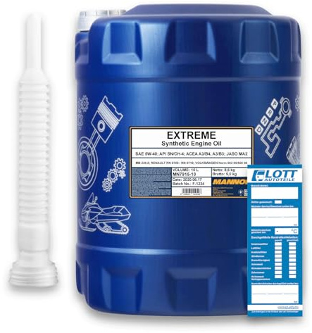 10L Mannol Extreme 5W-40 Motoröl inkl. Auslaufschlauch