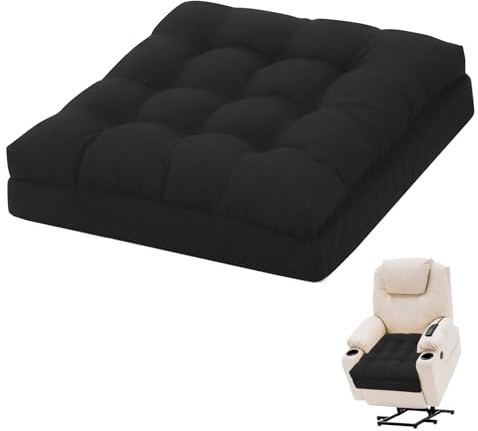 GOFORIT Sitzerhöhung für Ältere 50x50x12cm, Exklusives Zweilagiges Memory-Schaum Sitzkissen mit Starker Stützkraft, Großes Stuhlkissen rutschfest für Sessel, Sofa & Boden, Schwarz