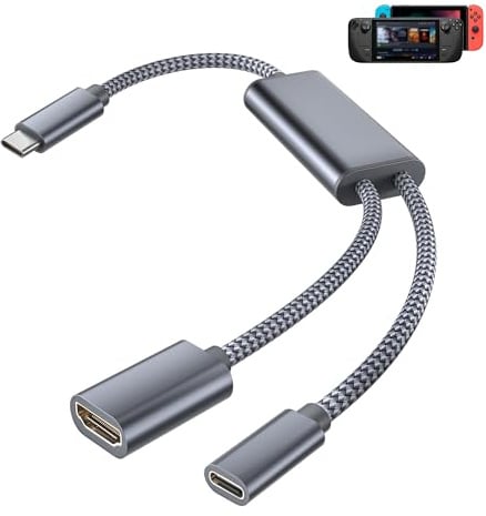 Basesailor USB C zu HDMI Adapter,2 in 1 Typ C auf 4K@30Hz HDMI mit 100W PD Buchse Konverter für iPhone 17/16/15 Pro Max Plus,MacBook,iPad Air/Mini,Samsung S25/S24/S23/22/21,Steam Deck,Nintendo Switch