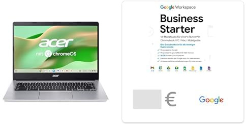 acer Chromebook 314 Laptop | 14 FHD Display | MediaTek Octa-Core ARM Cortex (MT8183) | 4 GB RAM | 64 GB | Mali-G72 MP3 GPU |ChromeOS + Google Workspace Business Starter Gutschein