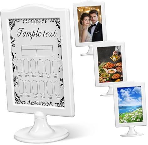 CALLARON Porte Photo Double Face en Plastique Blanc Lot de 4pcs Cadre Photo de Table Simple Style pour Afficher et Protéger