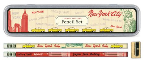 Cavallini Papers Bleistift Set mit 10 Bleistifte und 1 Spitzer, Vintage New York