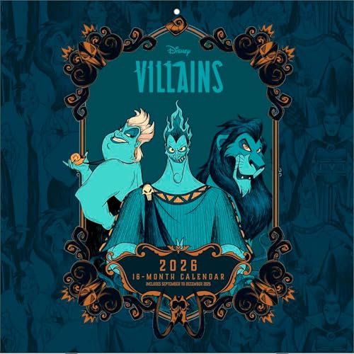 Pyramid - DISNEY VILLAINS 2026 – Broschürenkalender 30×30 cm (aufgeklappt 30×60 cm) mit 12 Motiven von Maleficent, Ursula, Scar & Cruella, Wandkalender für Disney-Fans
