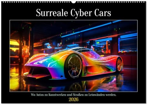 Surreale Cyber Cars (Wandkalender 2026 DIN A2 quer), CALVENDO Monatskalender: Surreale Cyber Cars sind eine faszinierende Vision der Zukunft der ... lebendige Kunstwerke. (CALVENDO Mobilitaet)