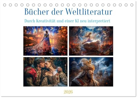 Bücher der Weltliteratur (Tischkalender 2026 DIN A5 quer), CALVENDO Monatskalender: Bücher der Weltliteratur sind bedeutende Werke aus verschiedenen ... Autoren aus der ganzen Welt. (CALVENDO Kunst)