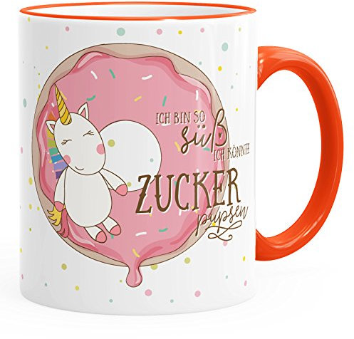 MoonWorks Tasse glänzend Kaffeetasse Teetasse Keramiktasse Orange unisize