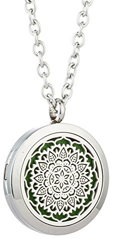 Joymiao Collana diffusore di oli essenziali - Pendente in Acciaio Inossidabile 316L - Collana anti-zanzara