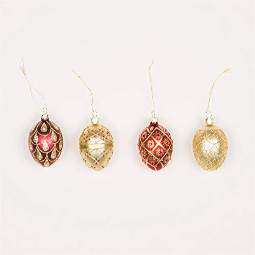 Sass & Belle Red & Gold Heirloom Oval Baubles - Set of 4
