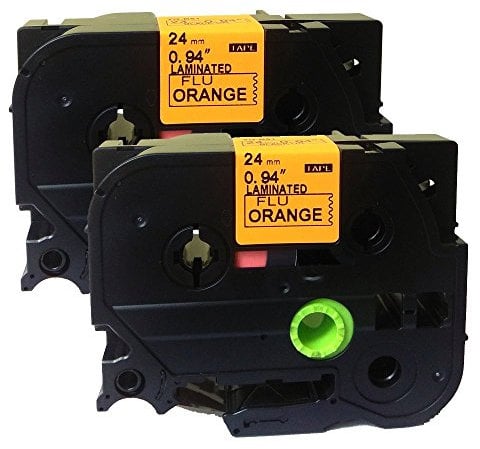NEOUZA 2PK Compatible for Brother P-Touch Laminated TZe TZ B51 Label Tape 24mm x 8m (Black on Orange Fluorescent)