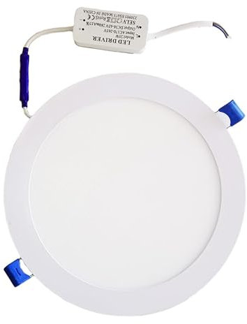 LEDUNI ® Downlight Panel LED Redondo 20W Circular 2000LM Color Blanco Neutro 4000K Angulo 120 IP40 OPAL Aluminio 225 * 12Hmm Dimension de corte 205mm Pack de 5 Unidades